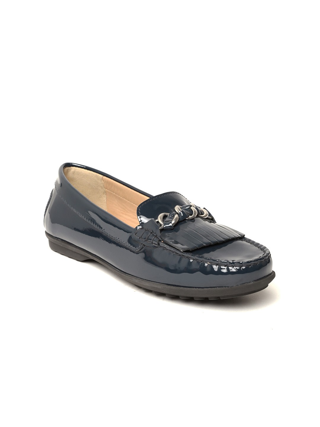 Buy Geox Women Navy Blue Leather Fringed Loafers - Casual Shoes for ...