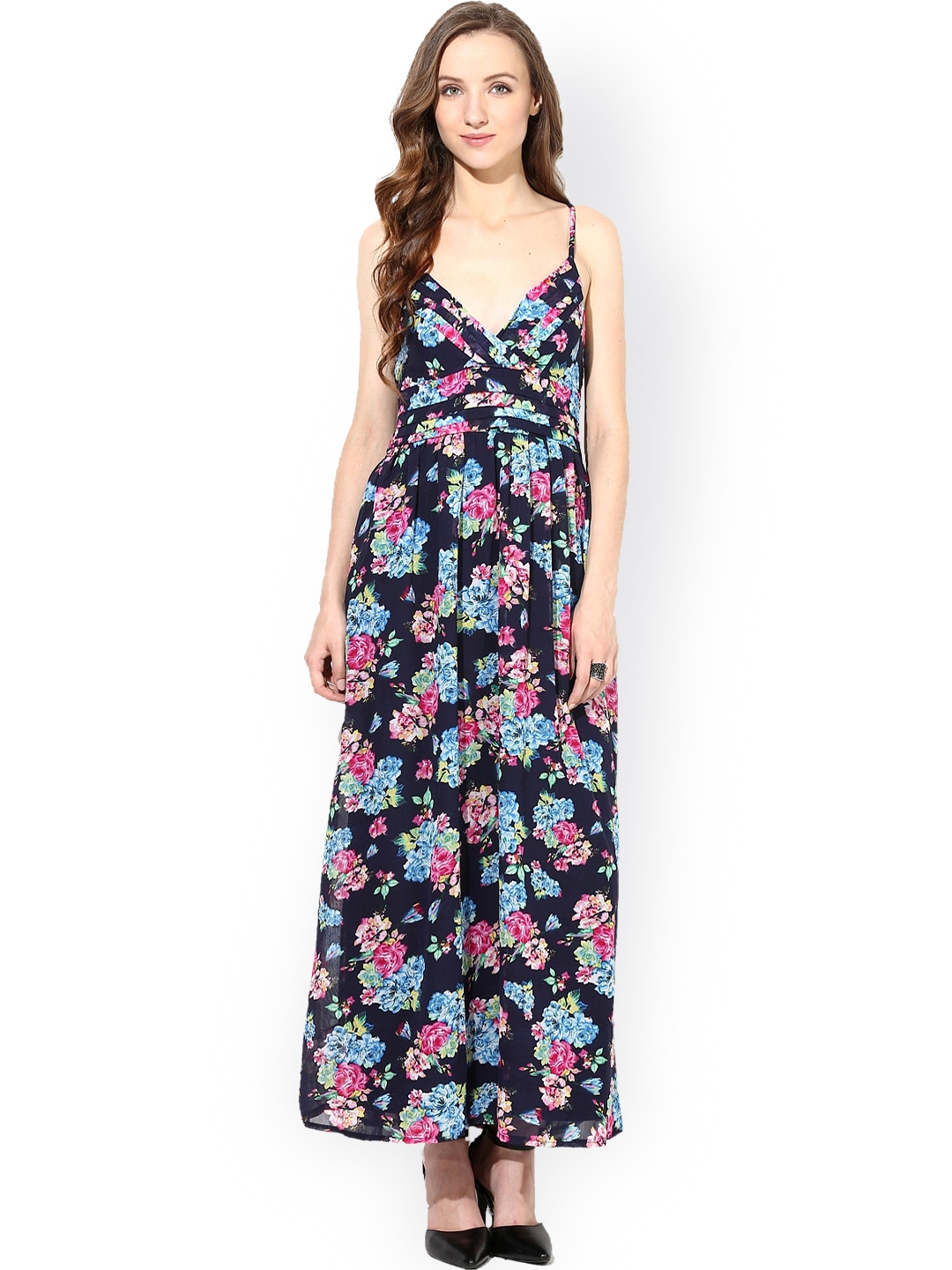 Buy Rose Vanessa Blue Printed Maxi Dress - Dresses for Women 1003164 ...