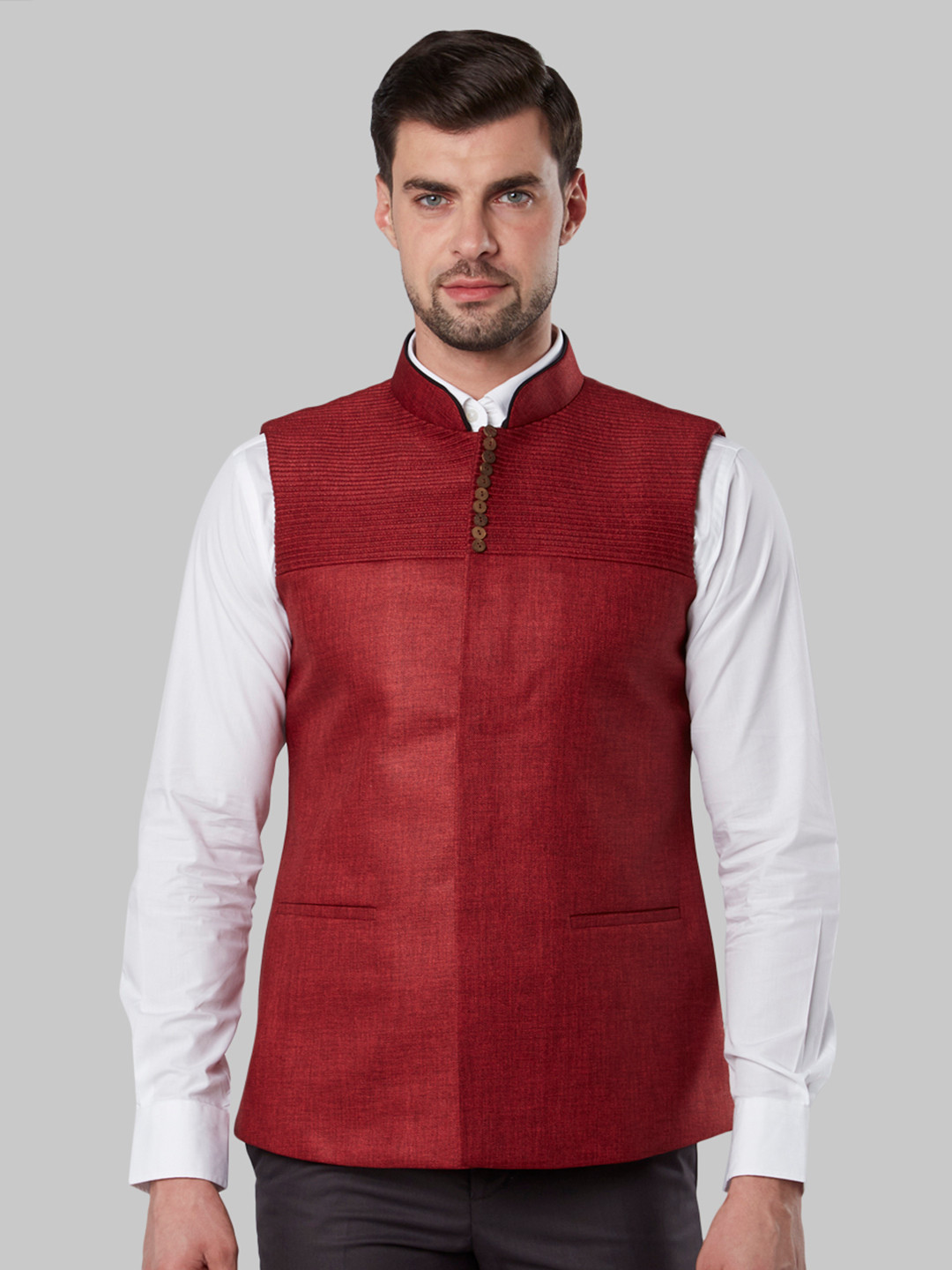 Maroon - Bagh Print Nehru Jacket for Men 11