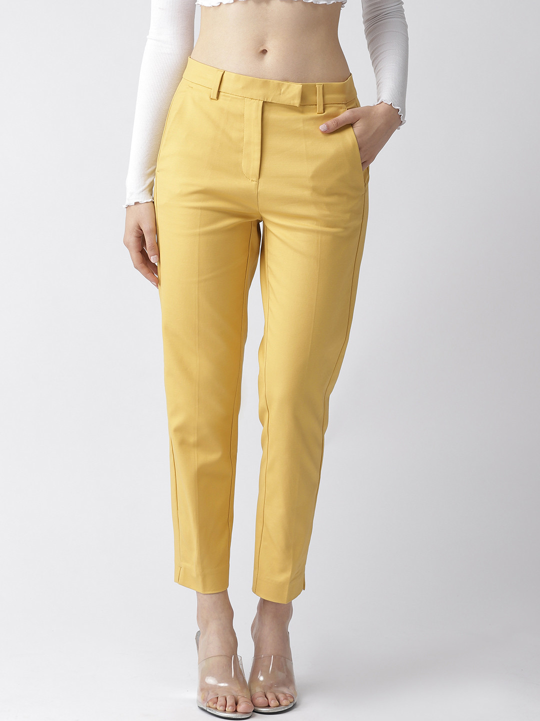 Buy Marks & Spencer Women Mustard Yellow Regular Fit Solid Regular