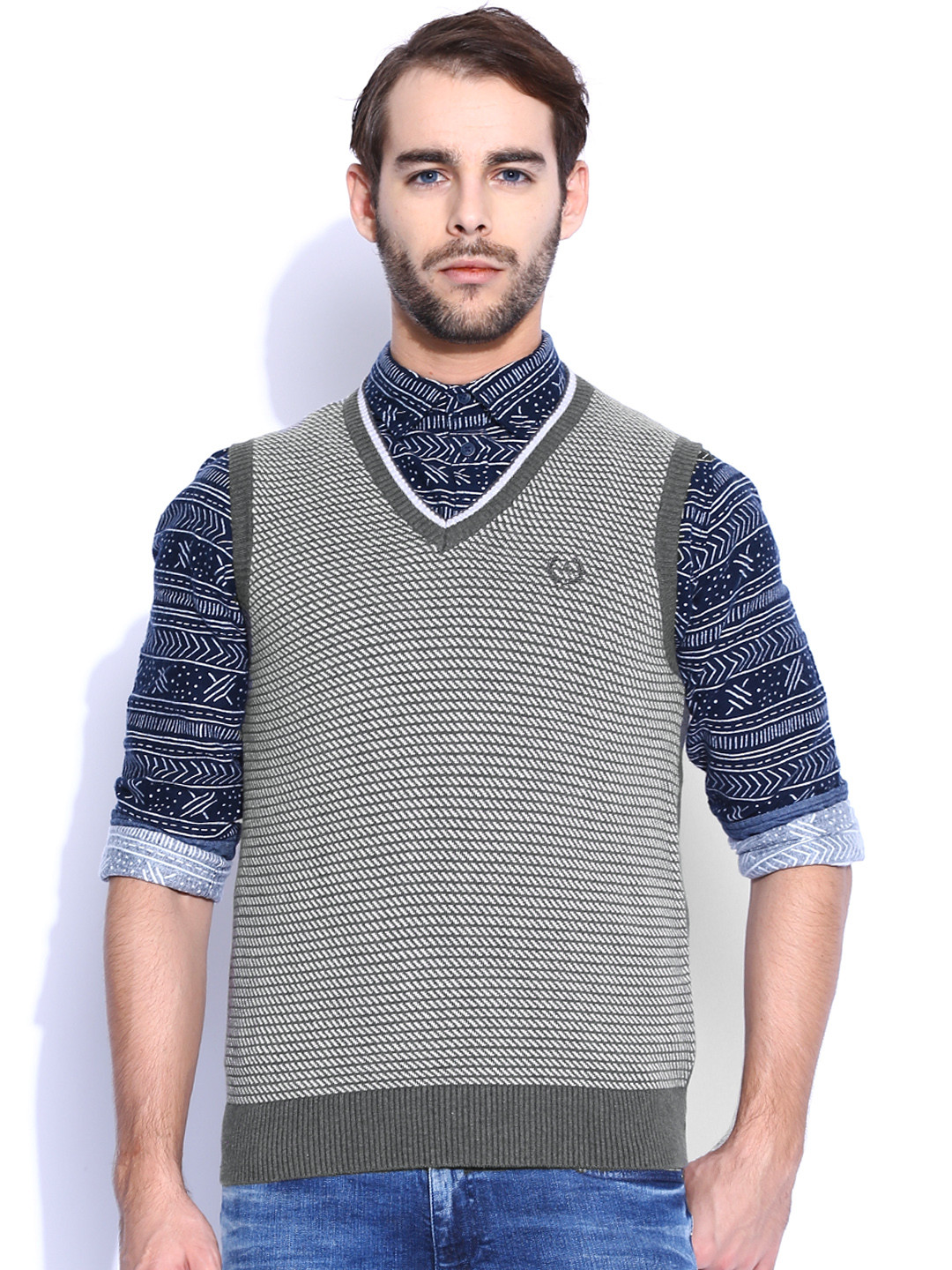 Buy Arrow Sport Grey Sleeveless Sweater Sweaters for Men 1005015 Myntra
