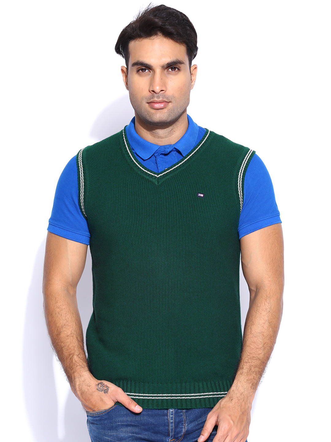 Buy Arrow Sport Green Sleeveless Sweater Sweaters for Men 1005105