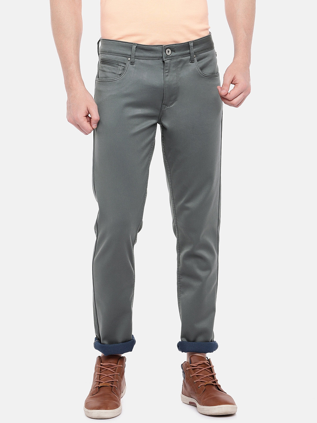 Buy Killer Men Grey Comfort Slim Fit Solid Regular Trousers - Trousers ...
