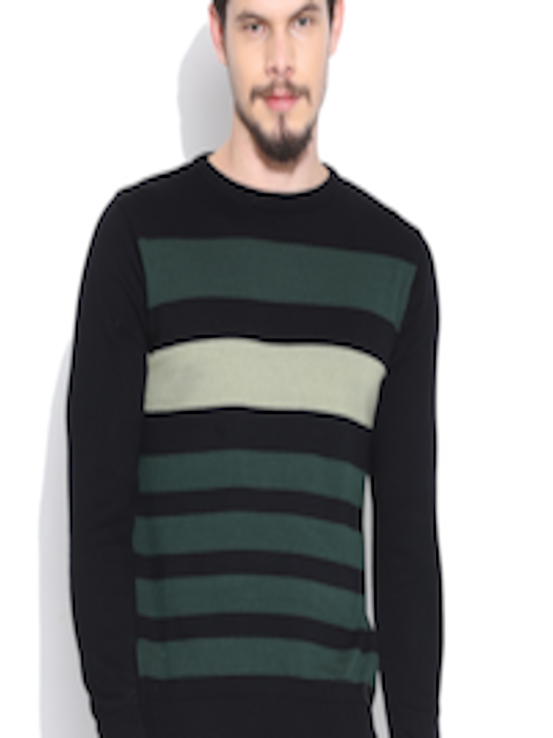 Buy Pepe Jeans Black & Green Striped Sweater - Sweaters for Men 1006212 ...