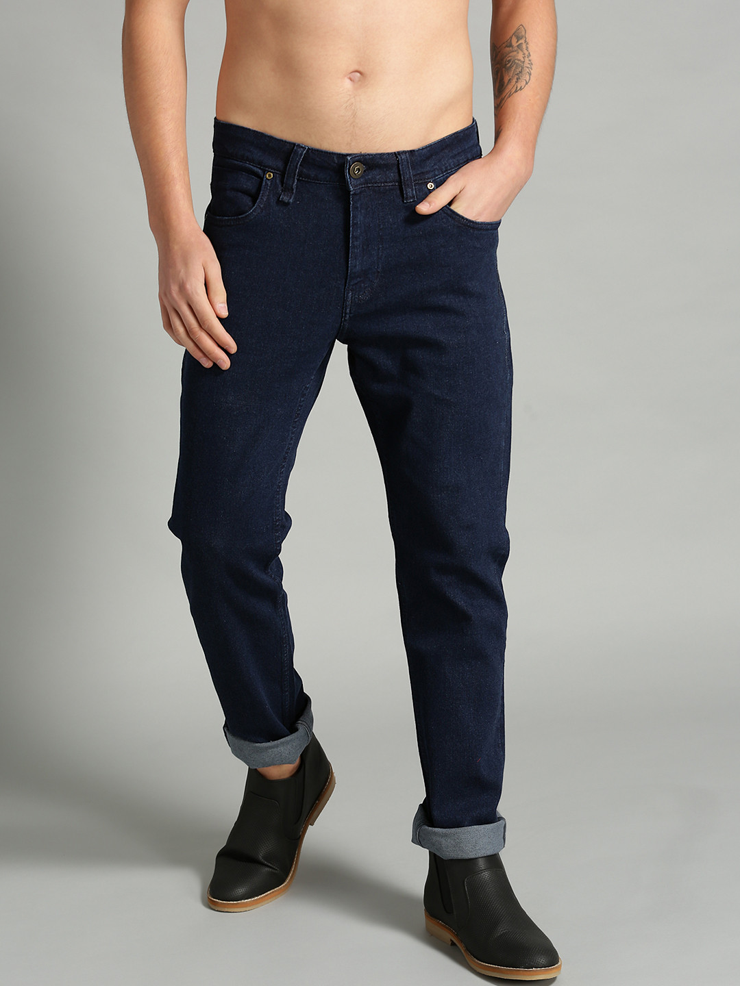 Buy Roadster Men Navy Blue Slim Fit Mid Rise Clean Look Stretchable Jeans Jeans for Men