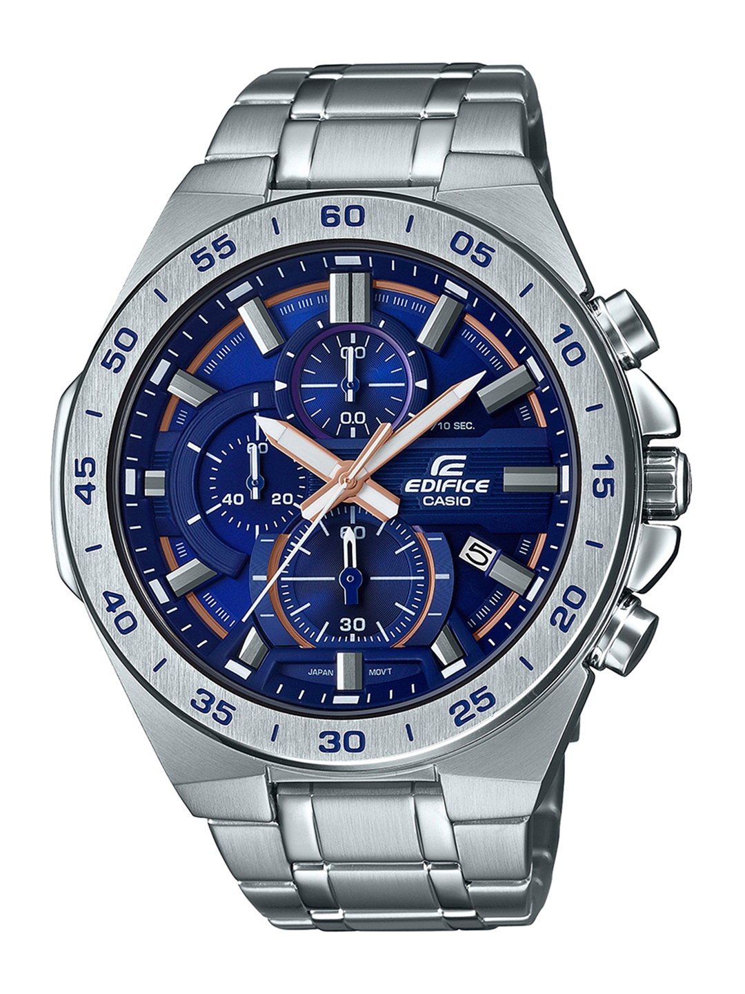 casio edifice blue leather strap watch
