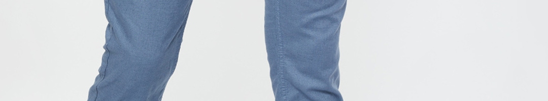 Buy UCLA Men Blue Slim Fit Solid Regular Trousers - Trousers for Men ...