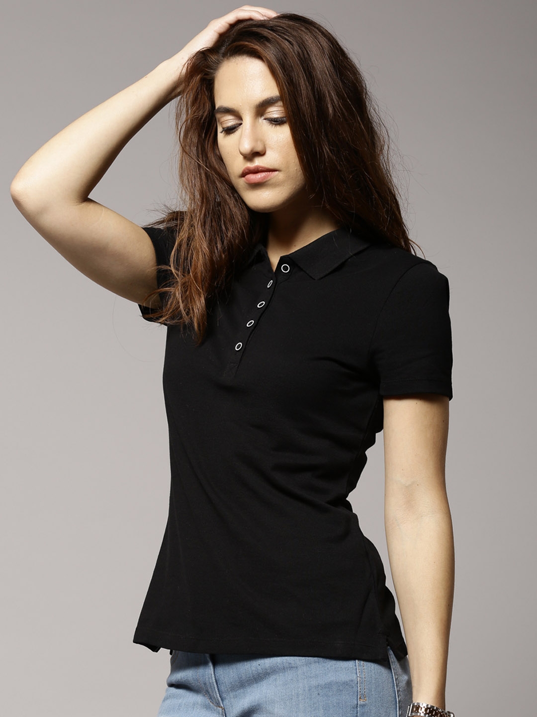 ladies black polo shirts uk