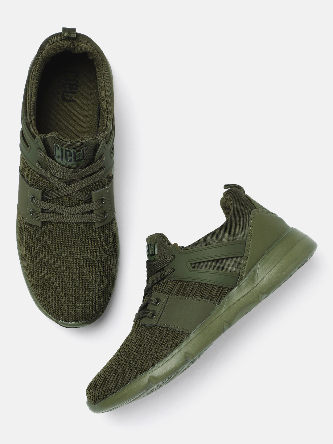 olive green running shoes