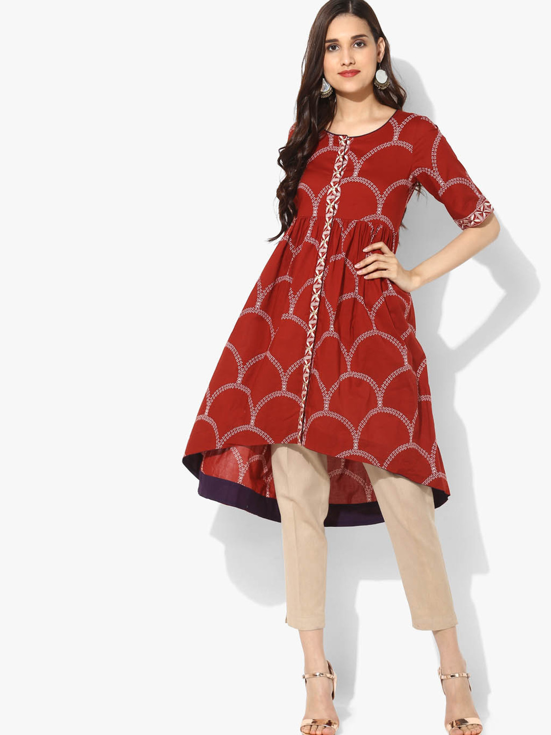 Women Rust Red & Orange Maternity Kurta