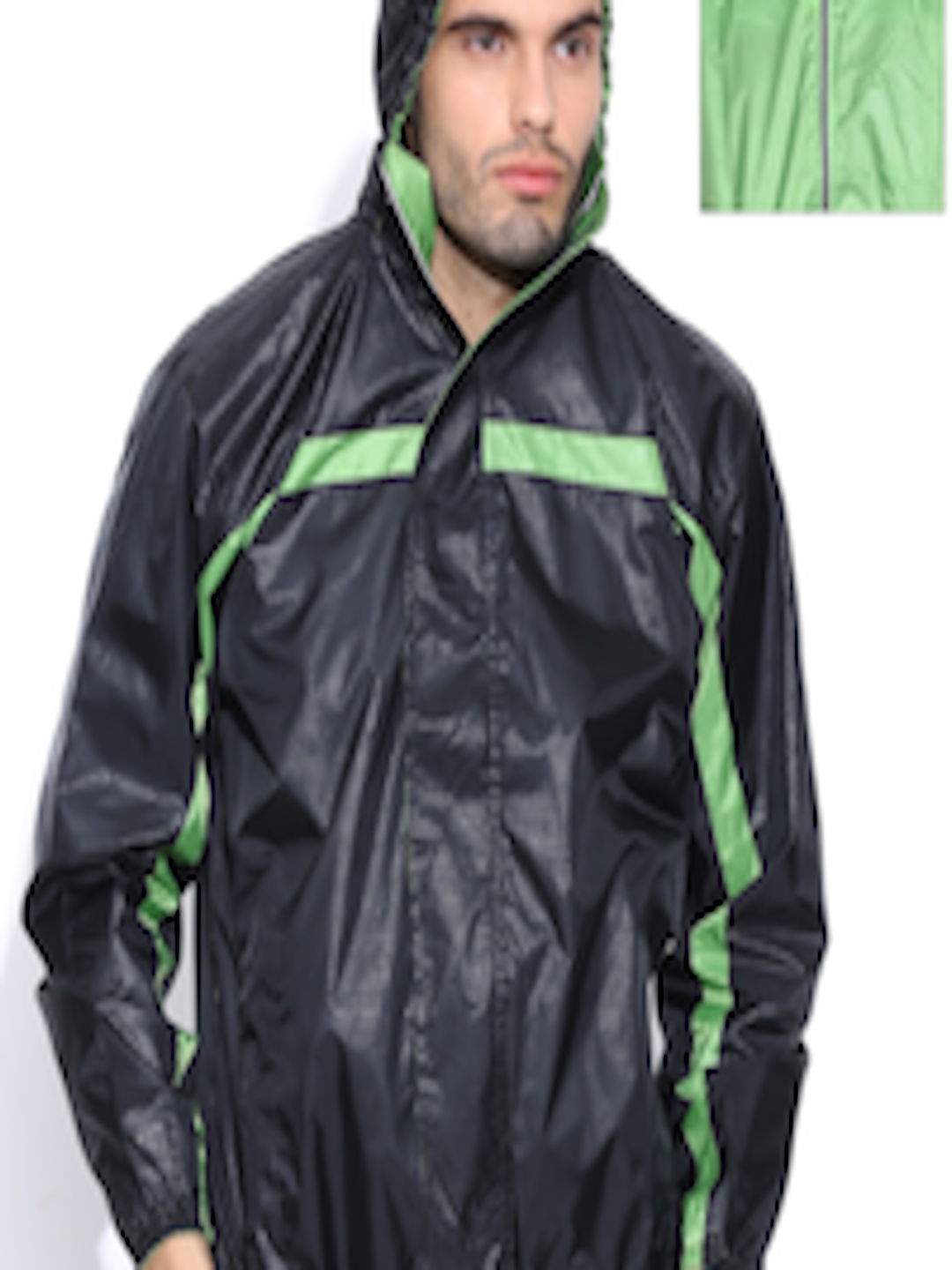 Buy Sports52 Wear Black & Green Comfort Fit Reversible Hooded Printed ...