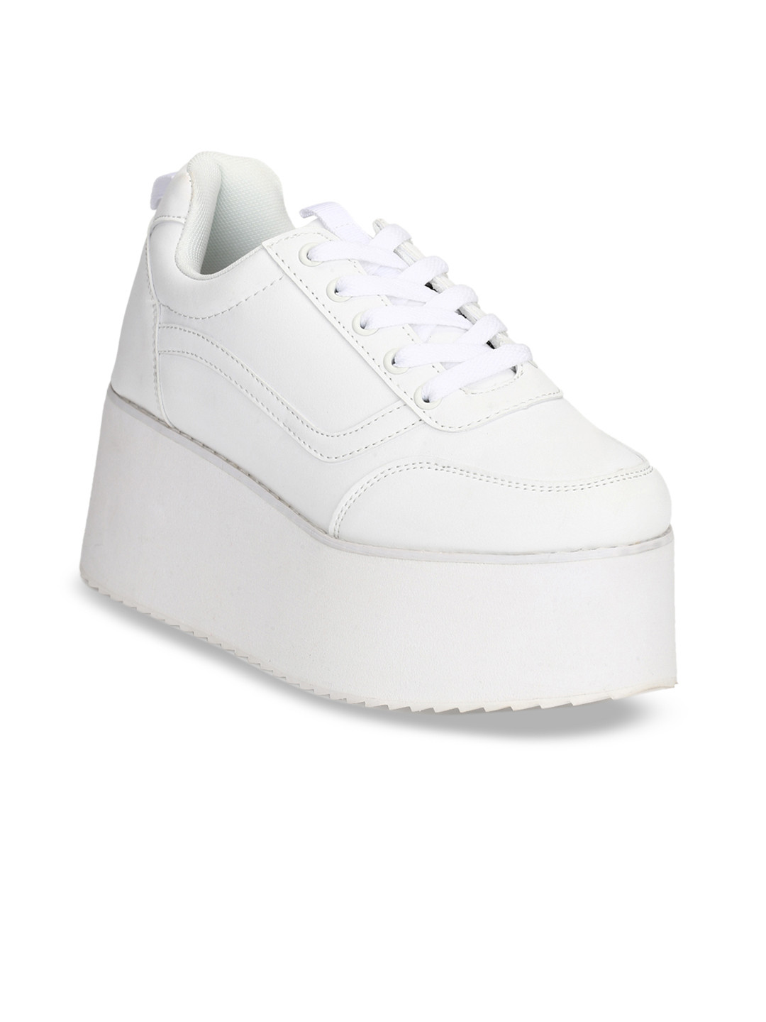 Buy Truffle Collection Women White Solid Flatforms - Heels for Women 10111003 | Myntra