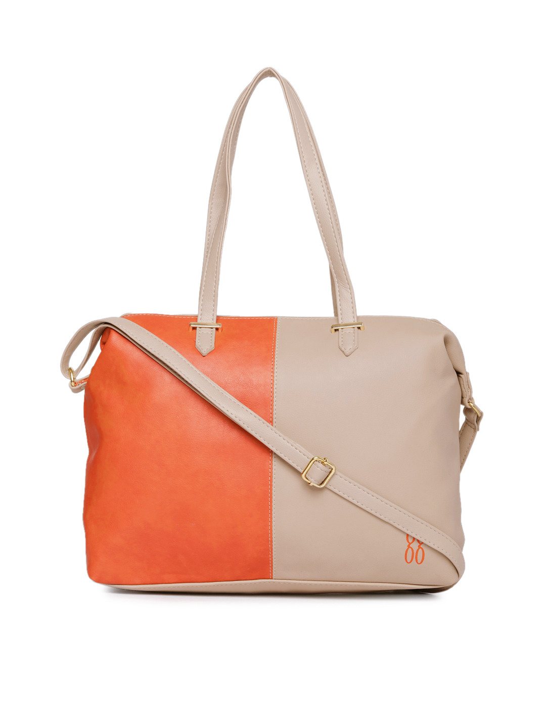 Buy Baggit Beige & Orange Colourblocked Shoulder Bag Handbags for
