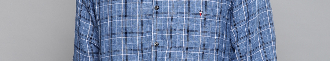 Buy Louis Philippe Sport Men Blue & Black Manhattan Slim Fit Checked Casual Linen Shirt - Shirts ...