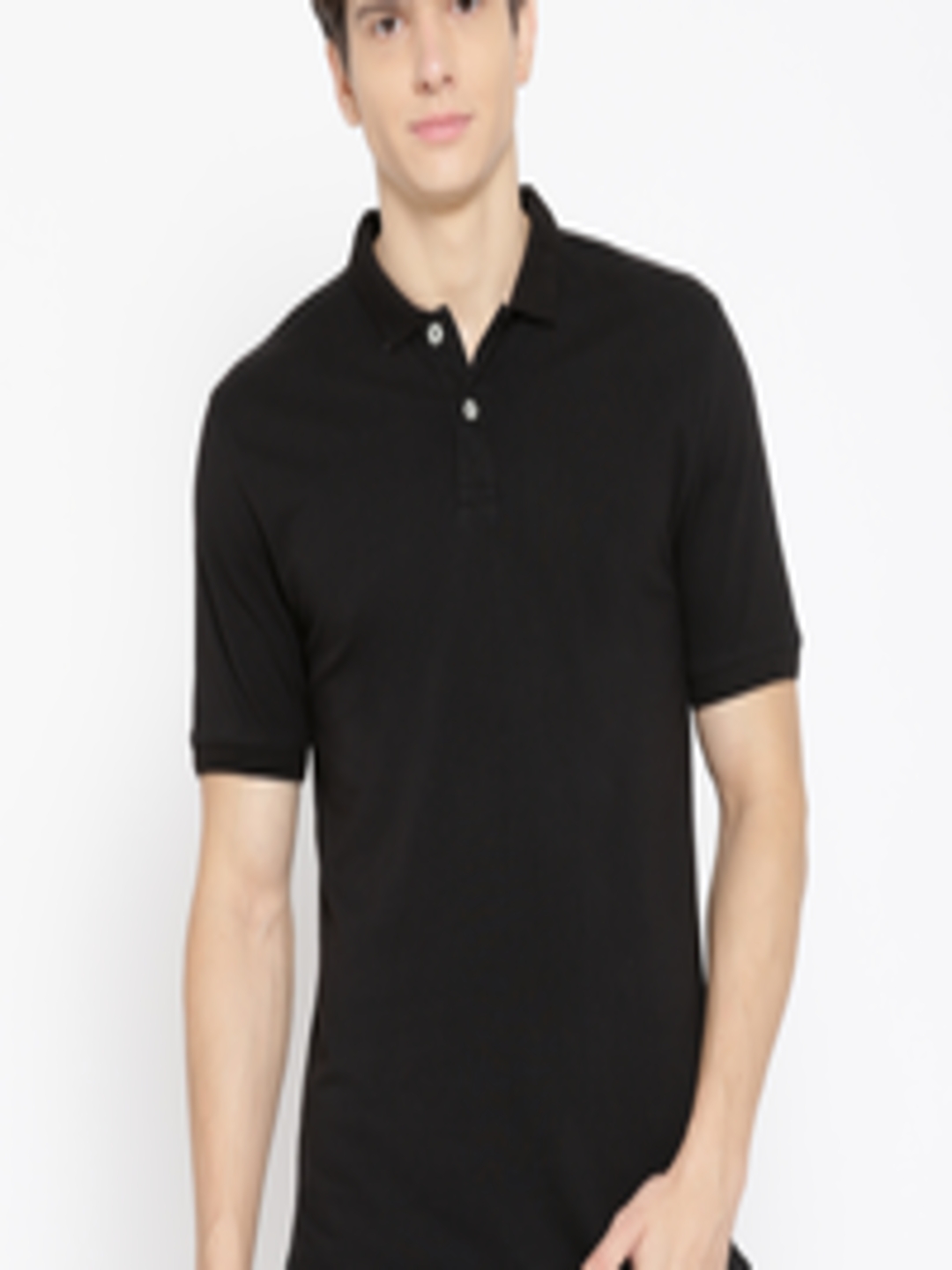 Buy HARBORNBAY Men Black Solid Polo Collar T Shirt - Tshirts for Men ...