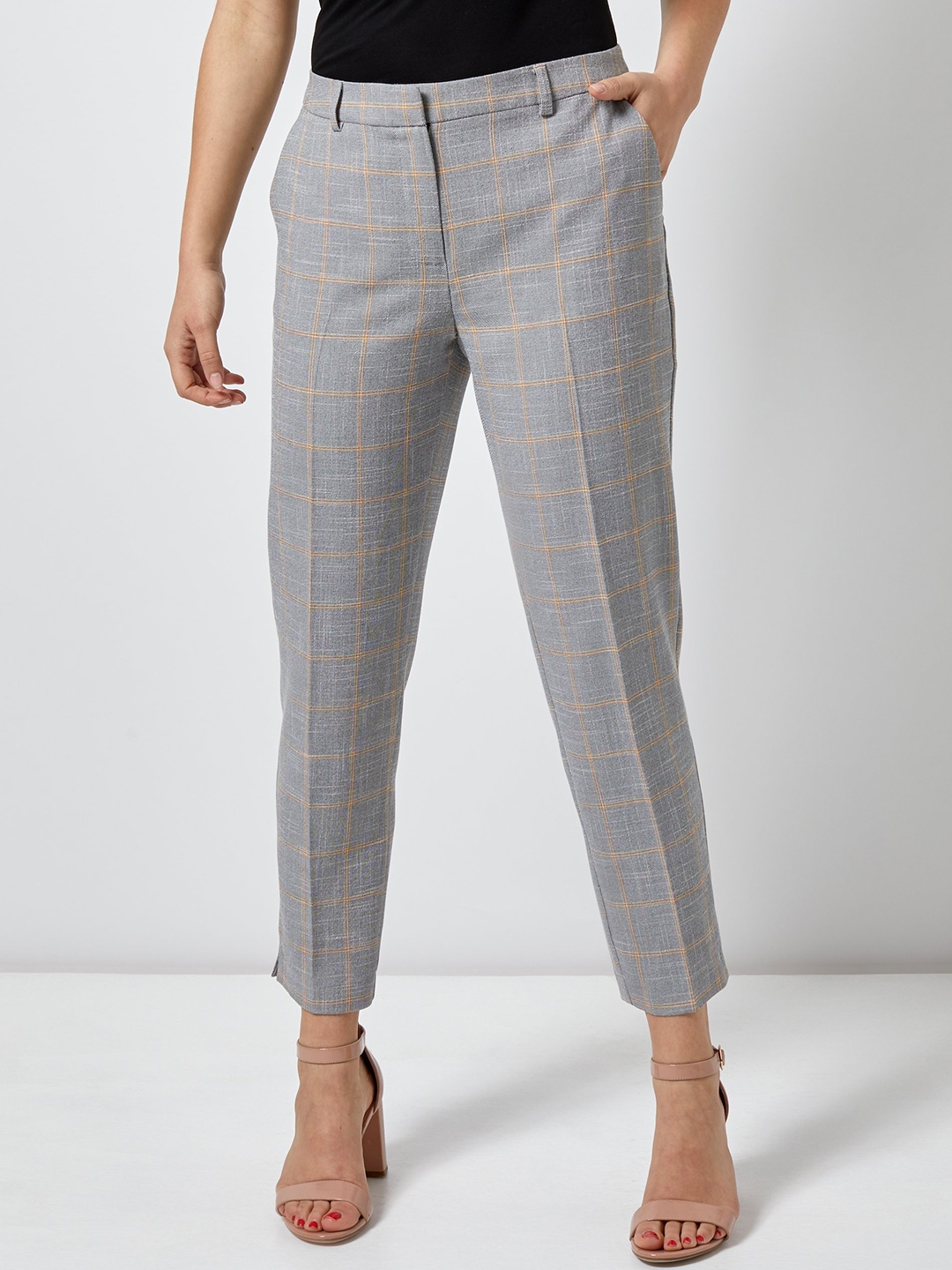 grey formal trousers women's