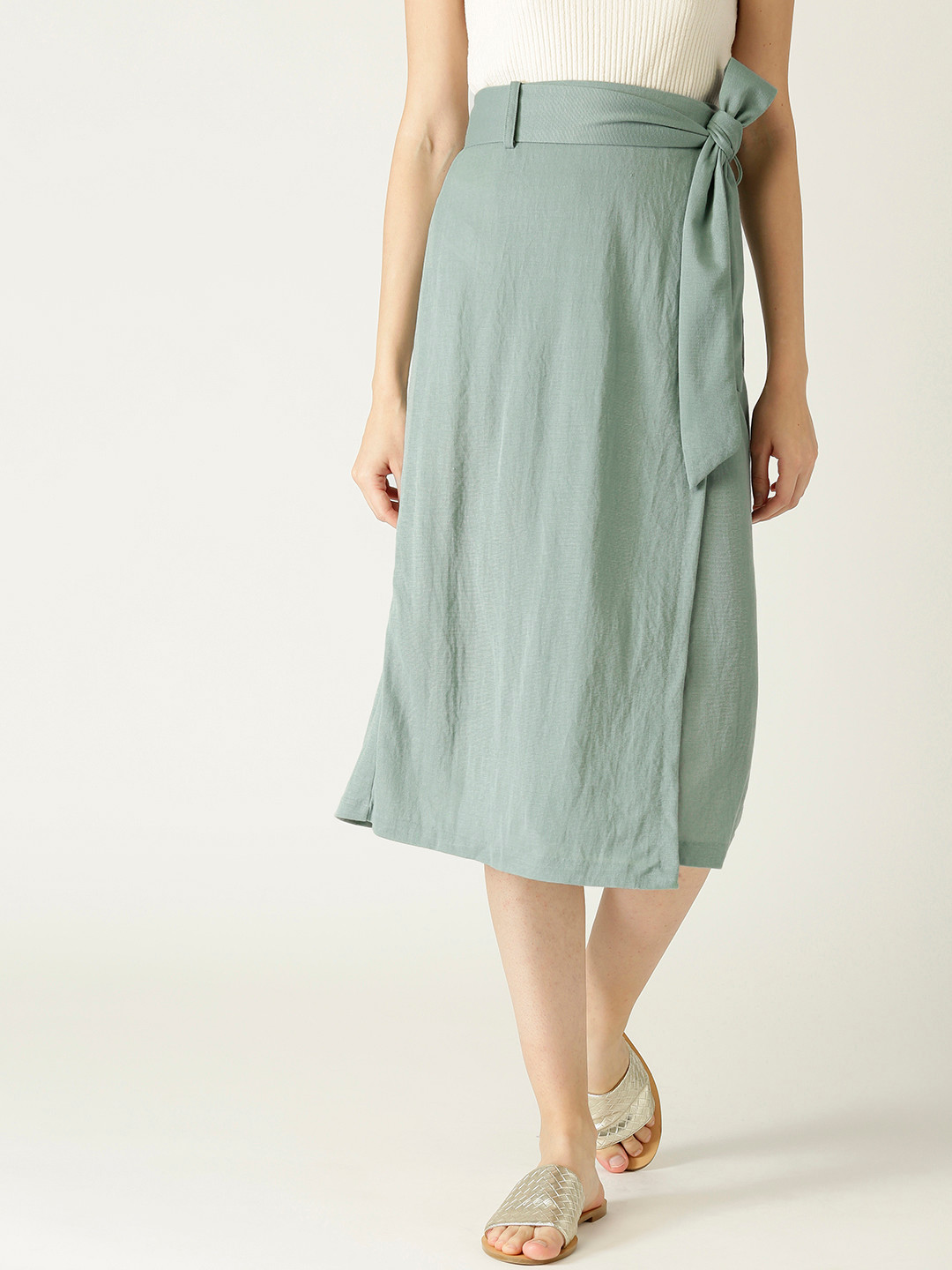 Buy MANGO Women Green Solid Wrap Skirt Skirts for Women 10142647 Myntra