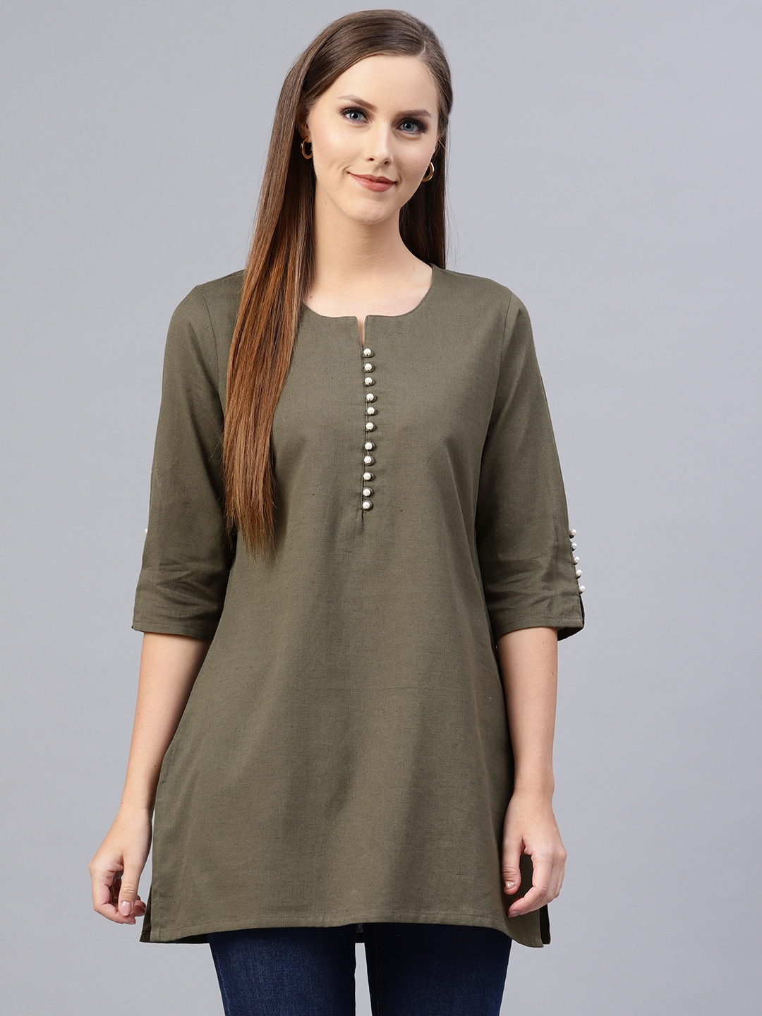 Buy Shree Women Olive Green Solid Tunic - Tunics for Women 10143447 ...