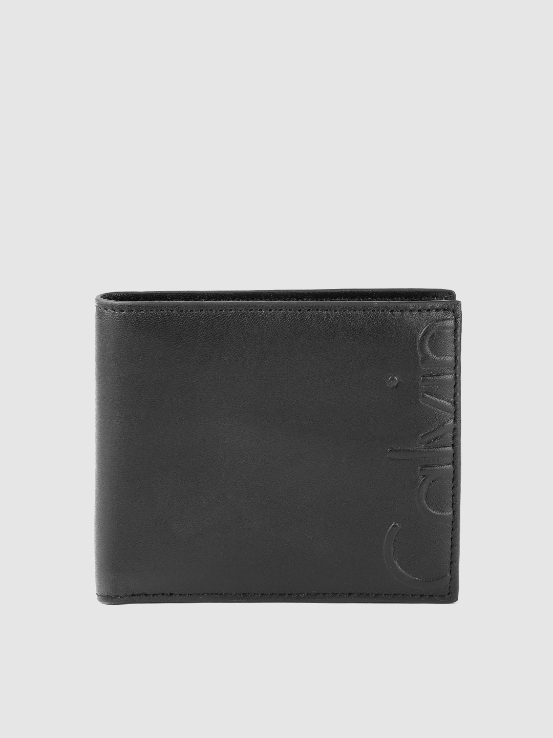 Buy Calvin Klein Jeans Men Black Solid Leather Two Fold Wallet ...