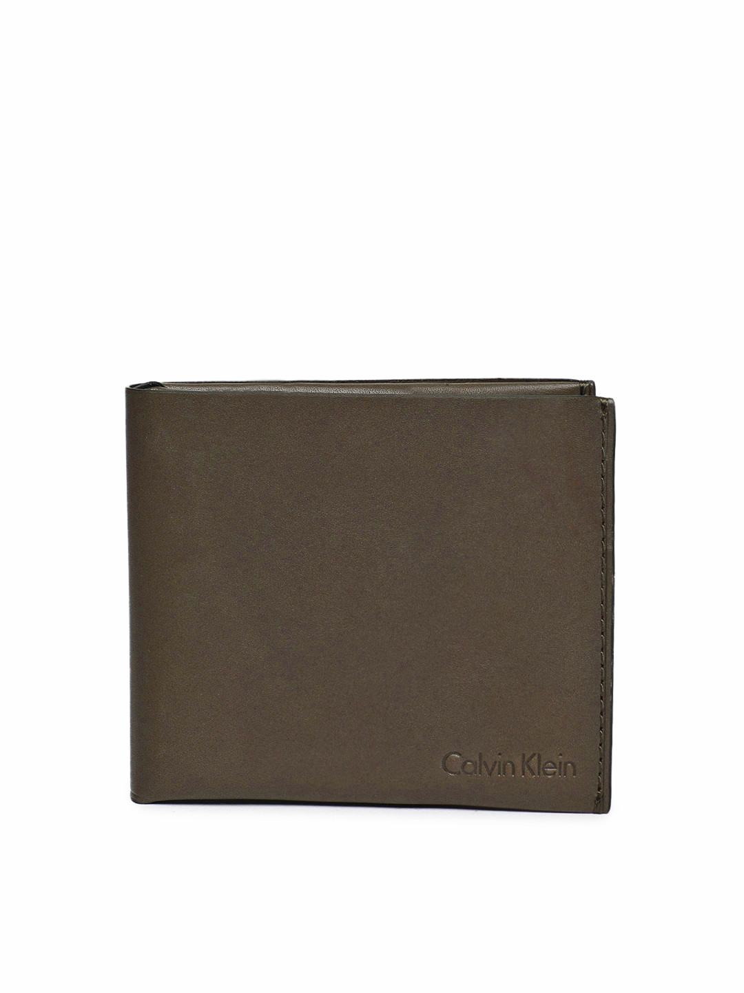 Buy Calvin Klein Jeans Men Olive Green Solid Two Fold Leather Wallet