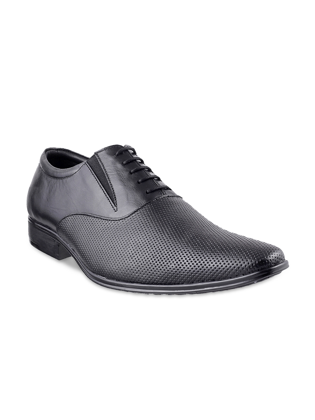 Buy Mochi Men Black Leather Formal Shoes - Formal Shoes for Men 1014590 ...