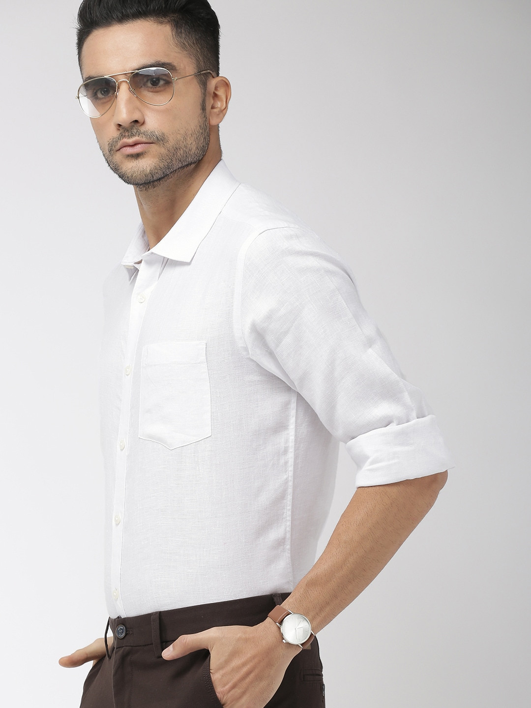 Buy Indian Terrain Men White Slim Fit Solid Smart Casual Shirt Shirts for Men 10155727 Myntra