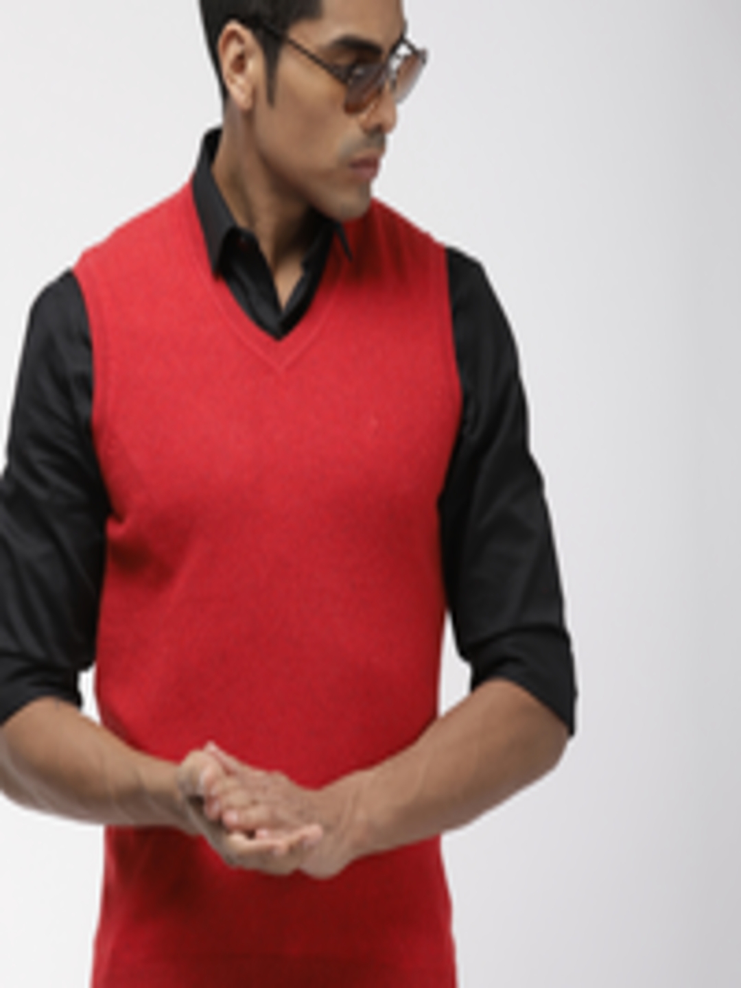 Buy Indian Terrain Men Red Solid Sweater - Sweaters for Men 10157125 ...
