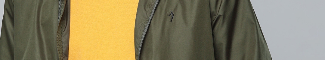 Buy Indian Terrain Men Olive Green Solid Bomber Jacket - Jackets for ...