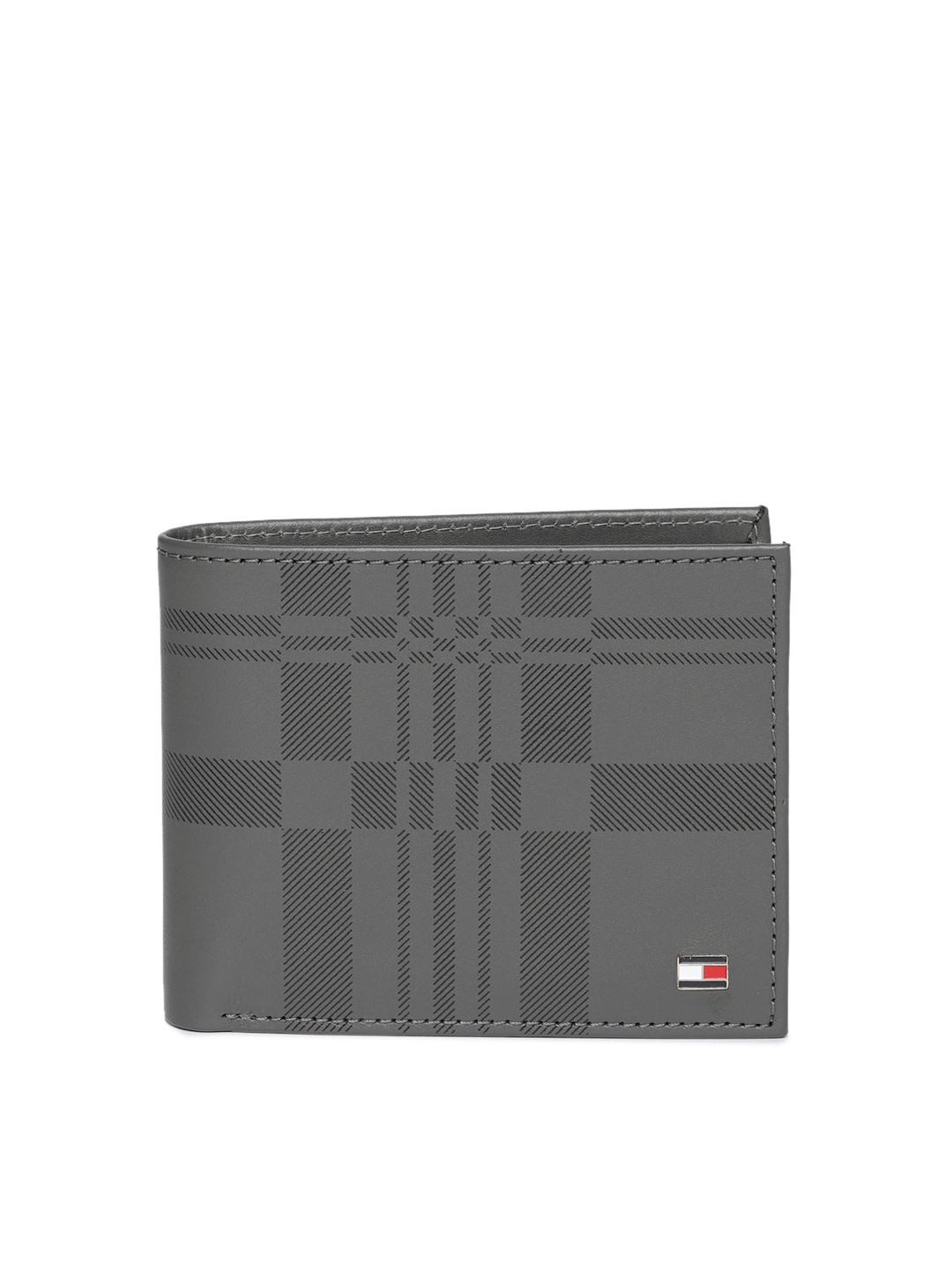 Buy Tommy Hilfiger Men Grey Leather Printed Two Fold Wallet Wallets