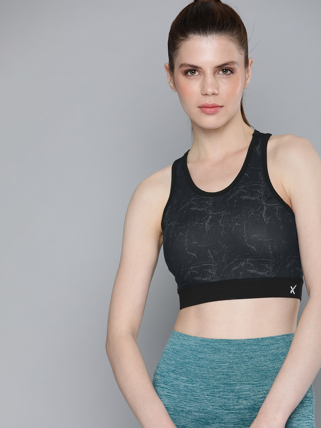 Buy HRX By Hrithik Roshan Black Printed Non Wired Lightly Padded Sports