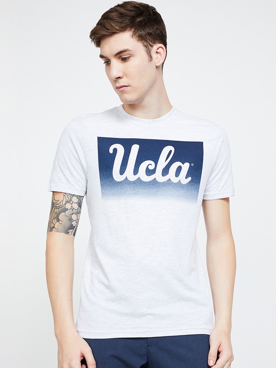 Buy UCLA Men White Printed Round Neck T Shirt Tshirts for Men
