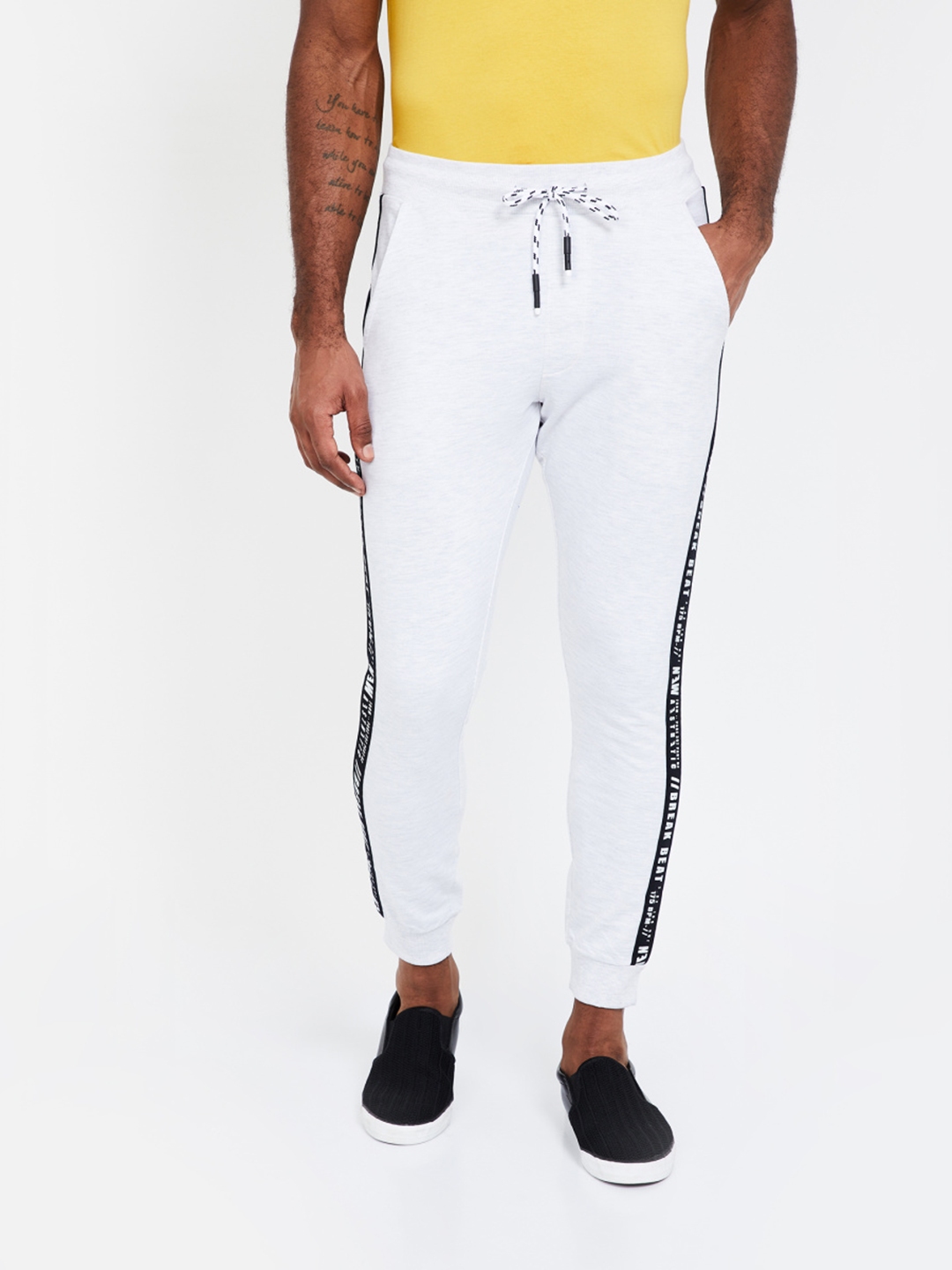 leather joggers cream
