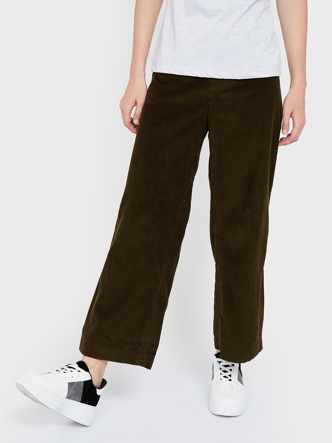 Buy Ginger By Lifestyle Women Brown Regular Fit Solid Regular Trousers ...