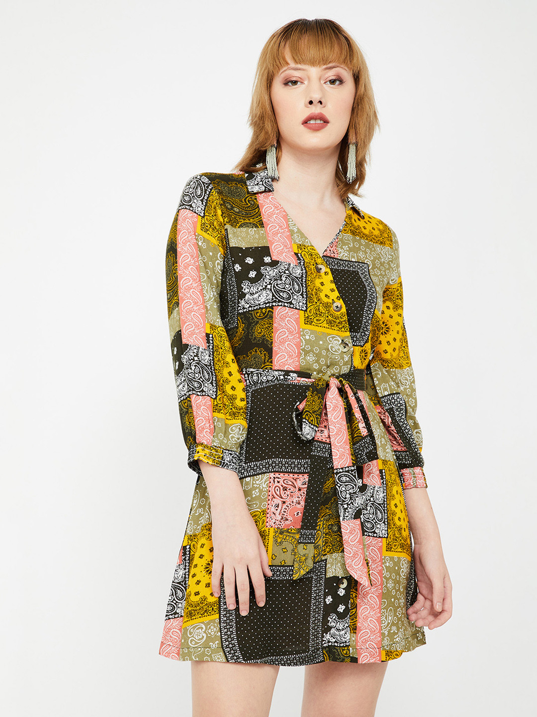 Buy Ginger By Lifestyle Women Printed Multicoloured Wrap Dress
