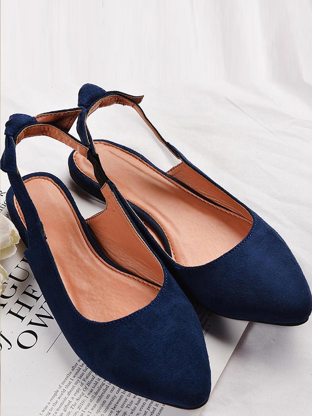 Buy Street Style Store Women Navy Blue Solid Suede Finish Ballerinas ...