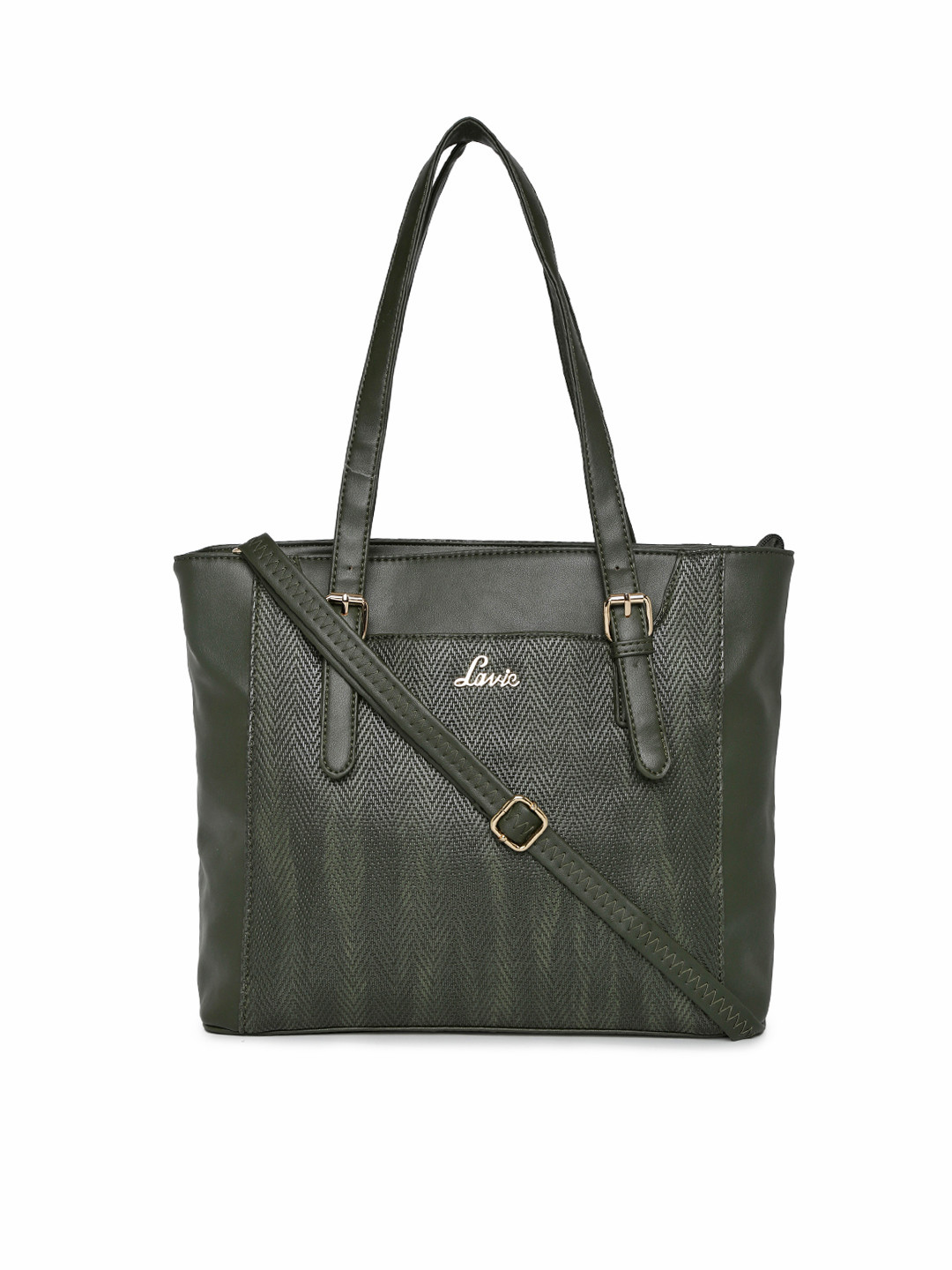 Buy Lavie Olive Green Textured Shoulder Bag Handbags for Women