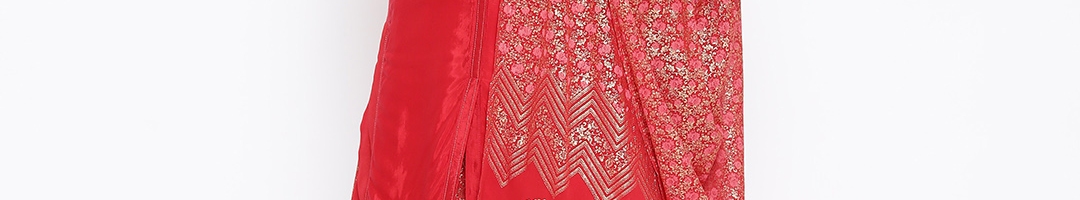 Buy AURELIA Women Red & Golden Yoke Design Kurta With Skirt & Dupatta ...