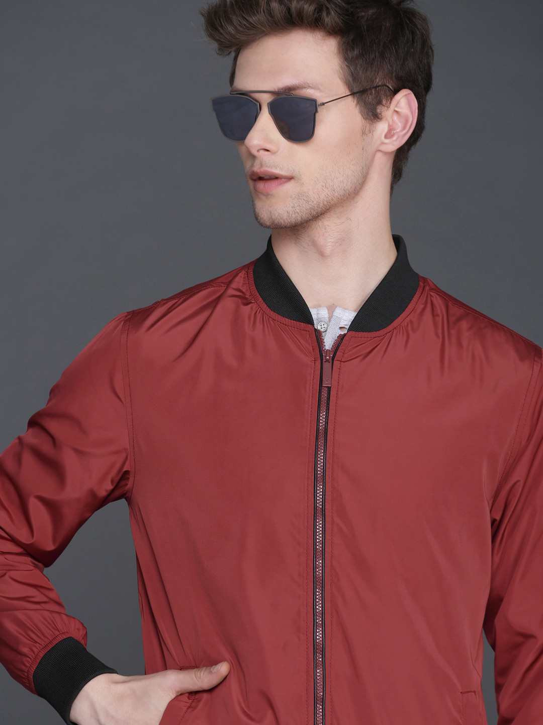 Buy WROGN Men Red Solid Jacket Jackets for Men 10187073 Myntra