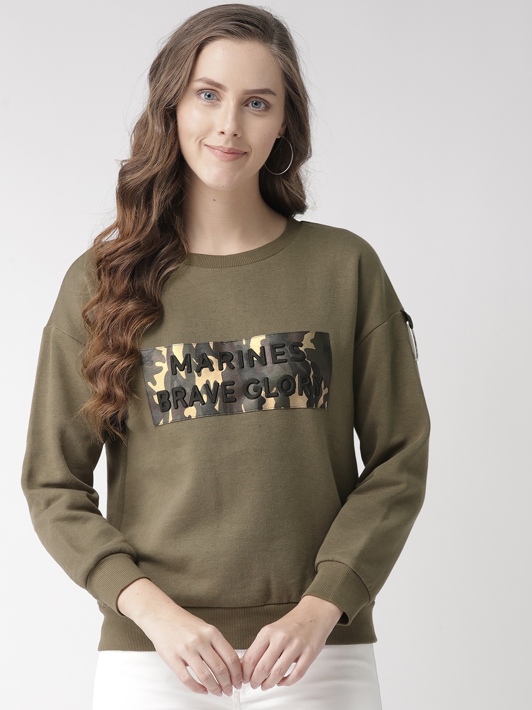 olive green sweatshirt