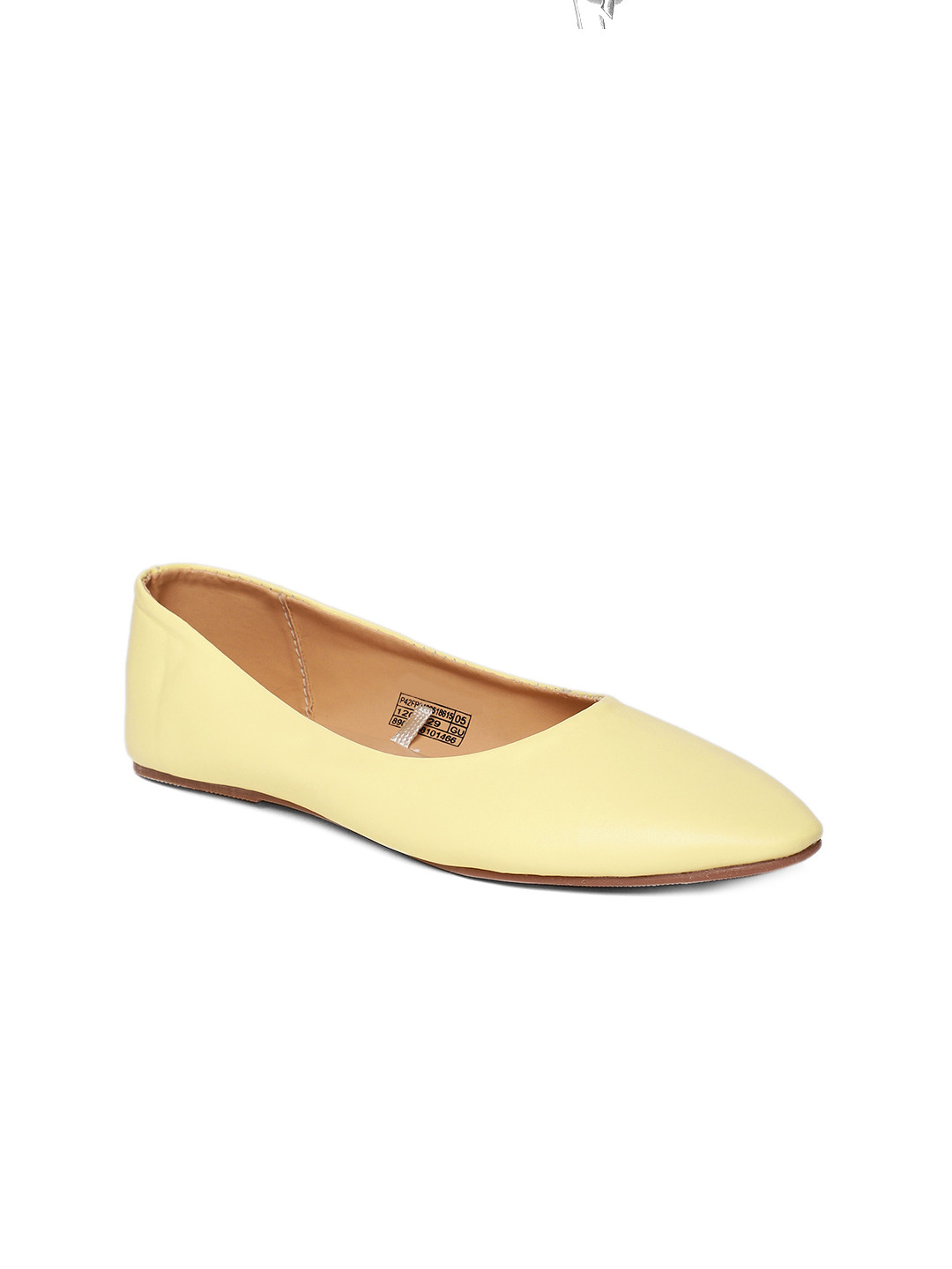Buy People Women Light Yellow Solid Ballerinas Flats for Women