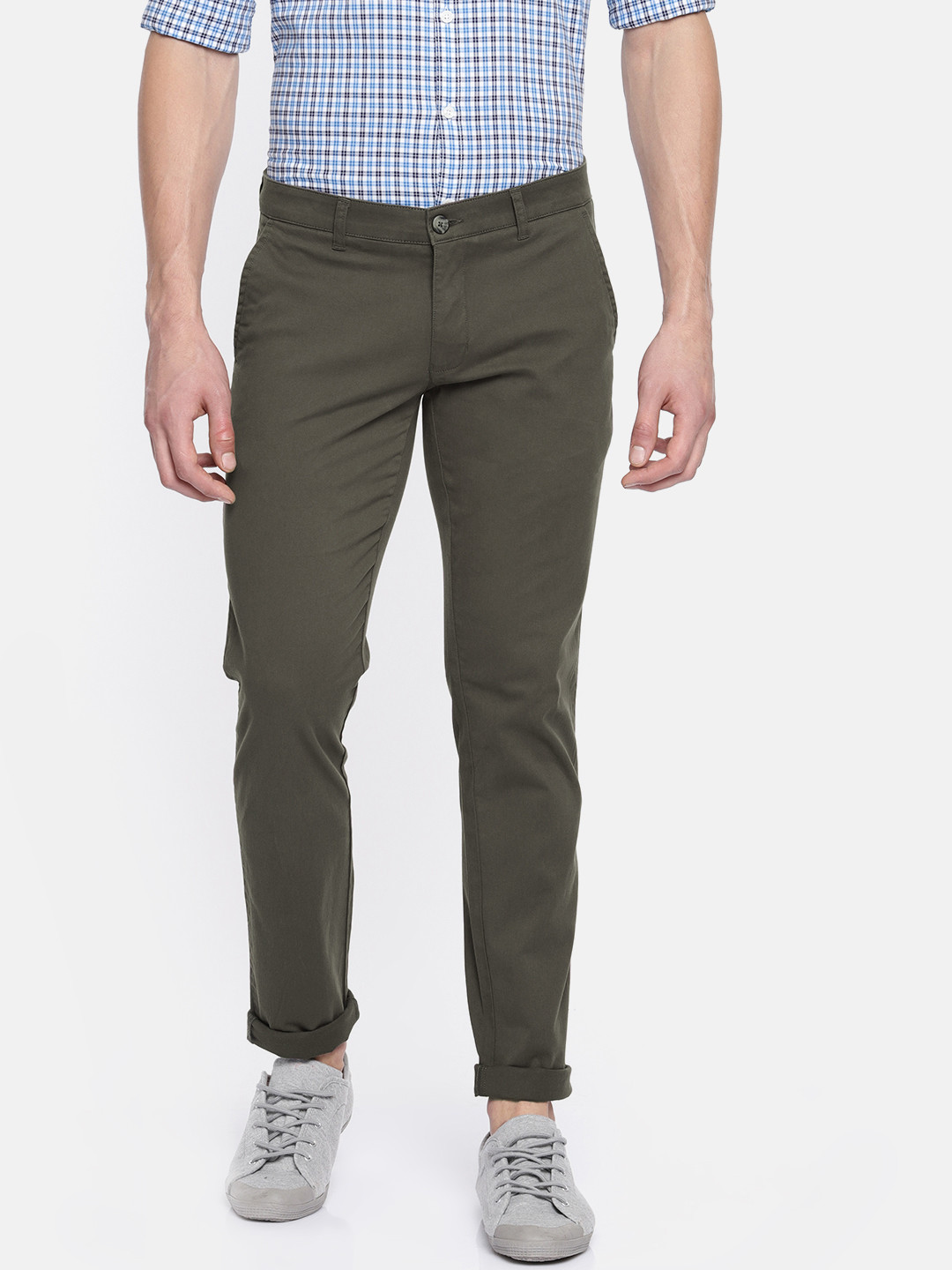Buy Parx Men Grey Lowell Tapered Fit Solid Regular Trousers - Trousers ...