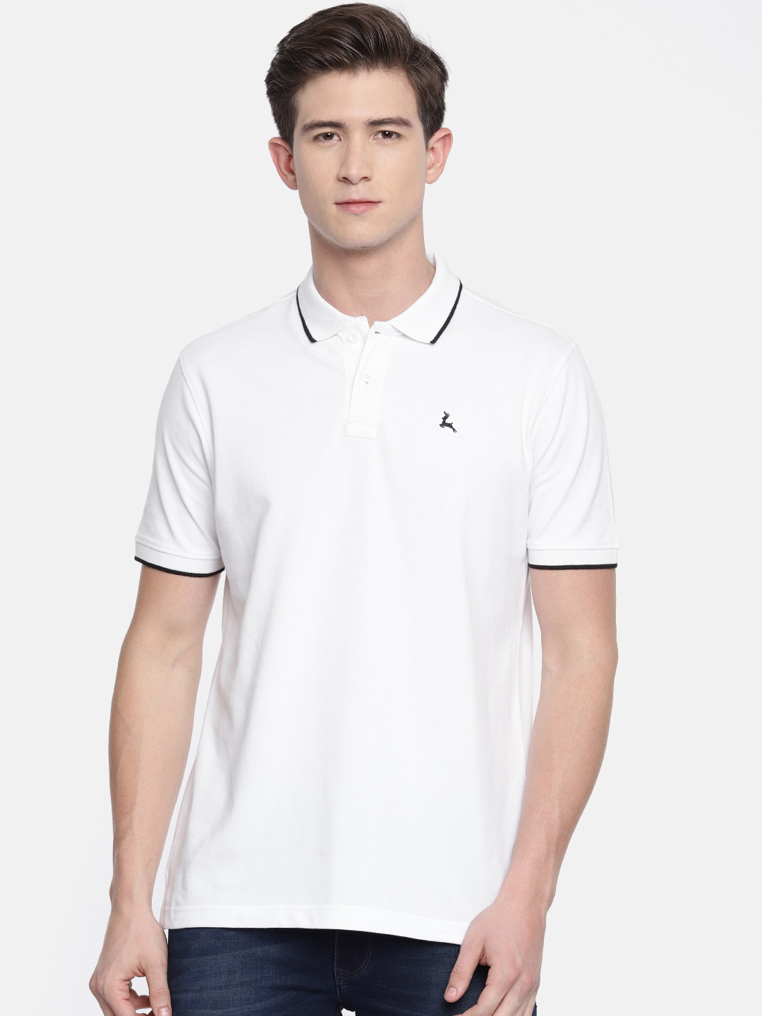 Buy Parx Men White Solid Polo Collar Pure Cotton T Shirt - Tshirts for ...