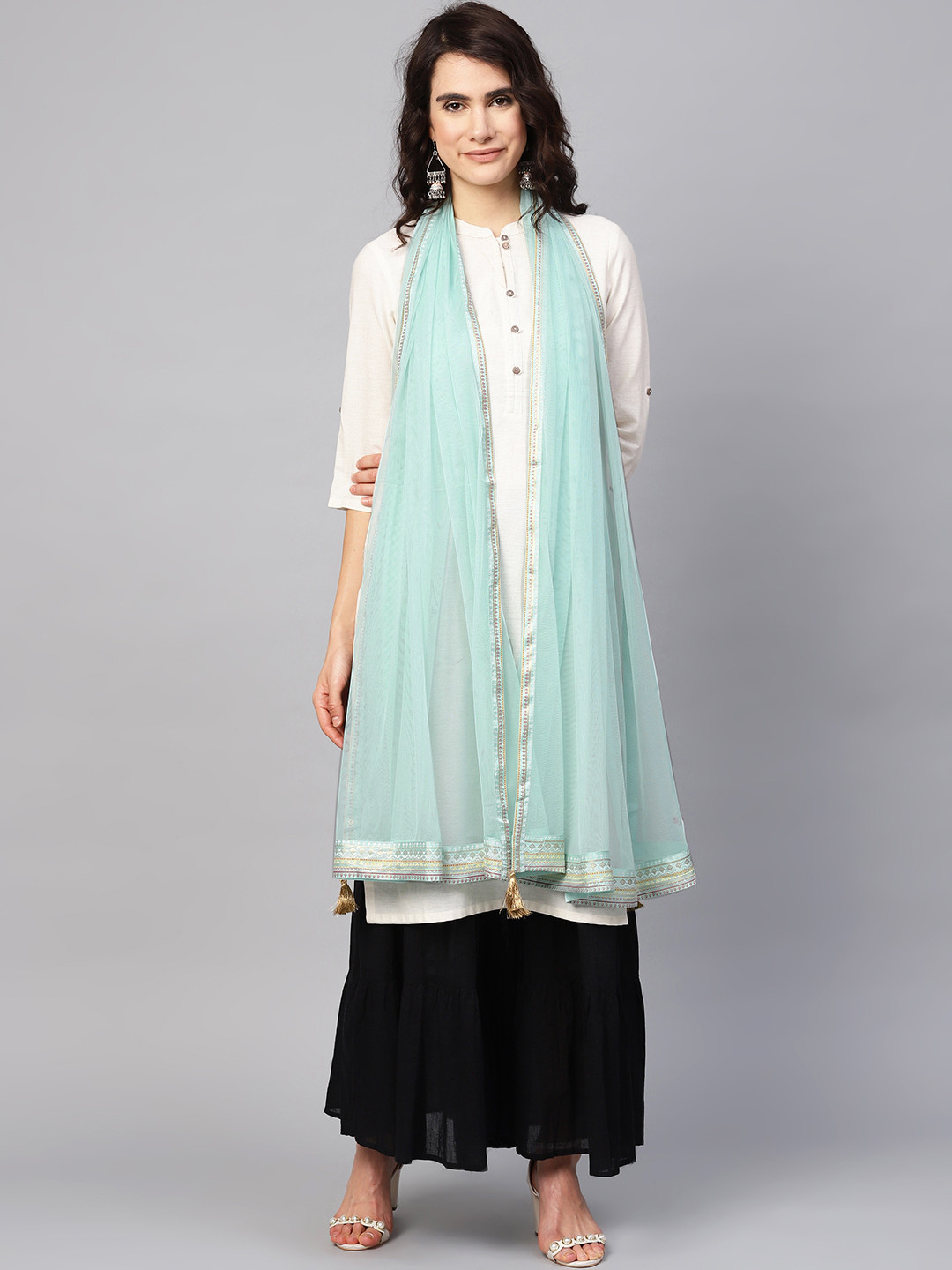 Buy W Sea Green Solid Dupatta Dupatta for Women 10207431 Myntra