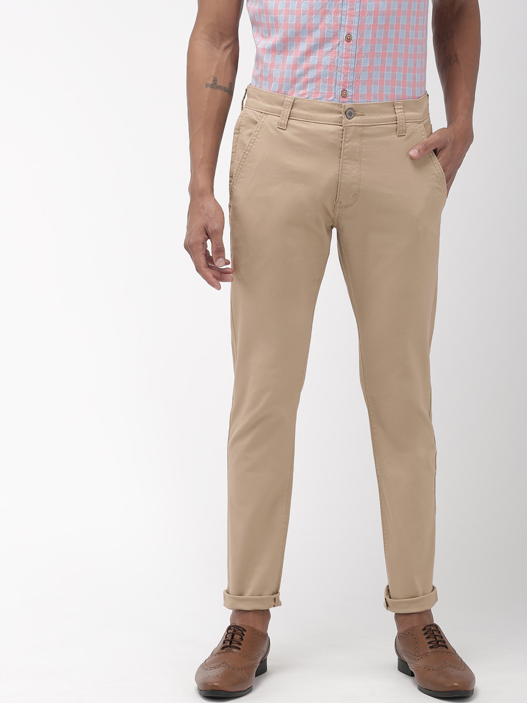 Buy Denizen From Levis Men Khaki 286 Slim Tapered Fit Mid Rise Clean