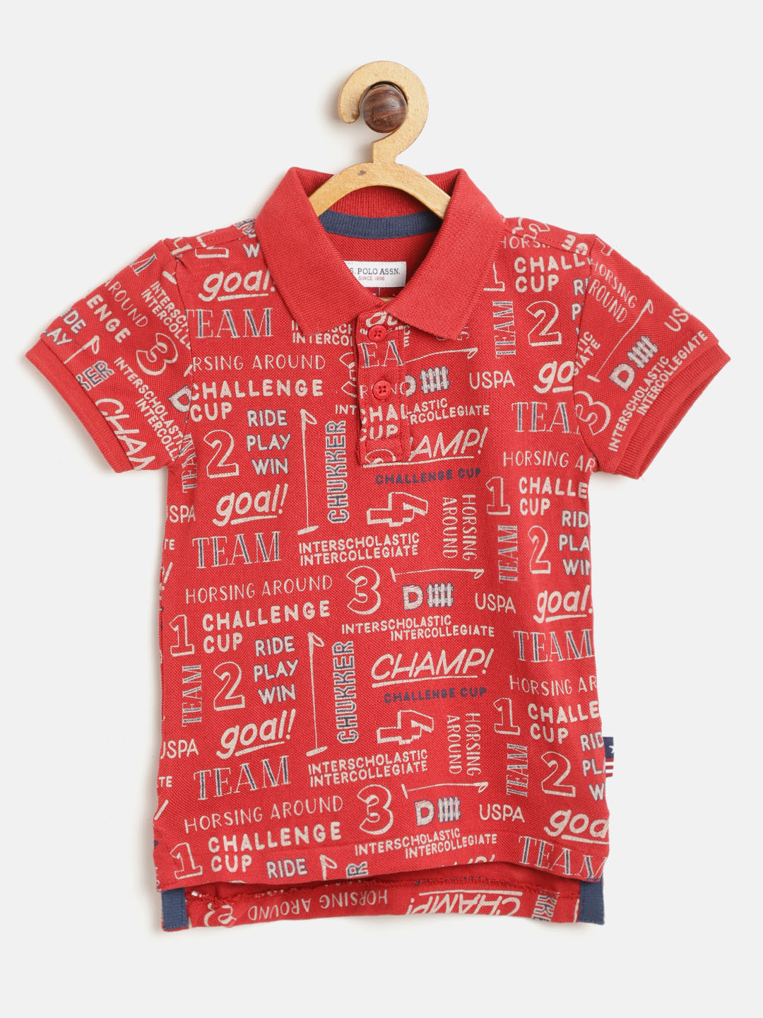 Buy U.S. Polo Assn. Kids Boys Red & Grey Printed Polo Collar T Shirt