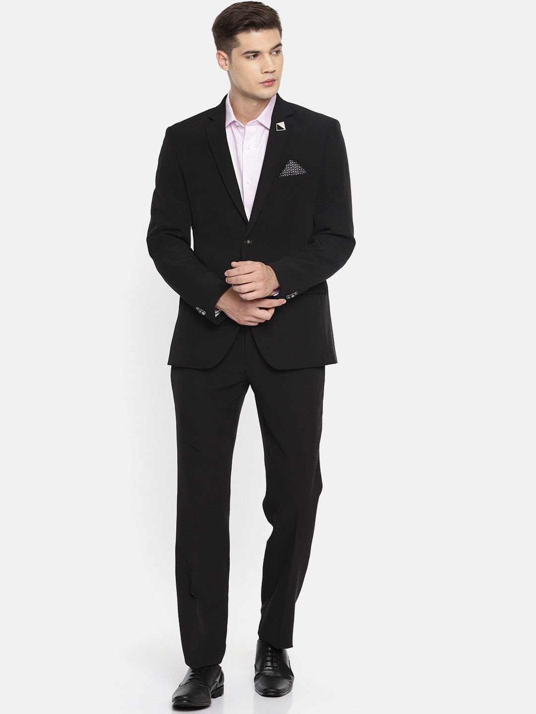 Buy Park Avenue Men Black Super Slim Fit Solid Single Breasted Formal