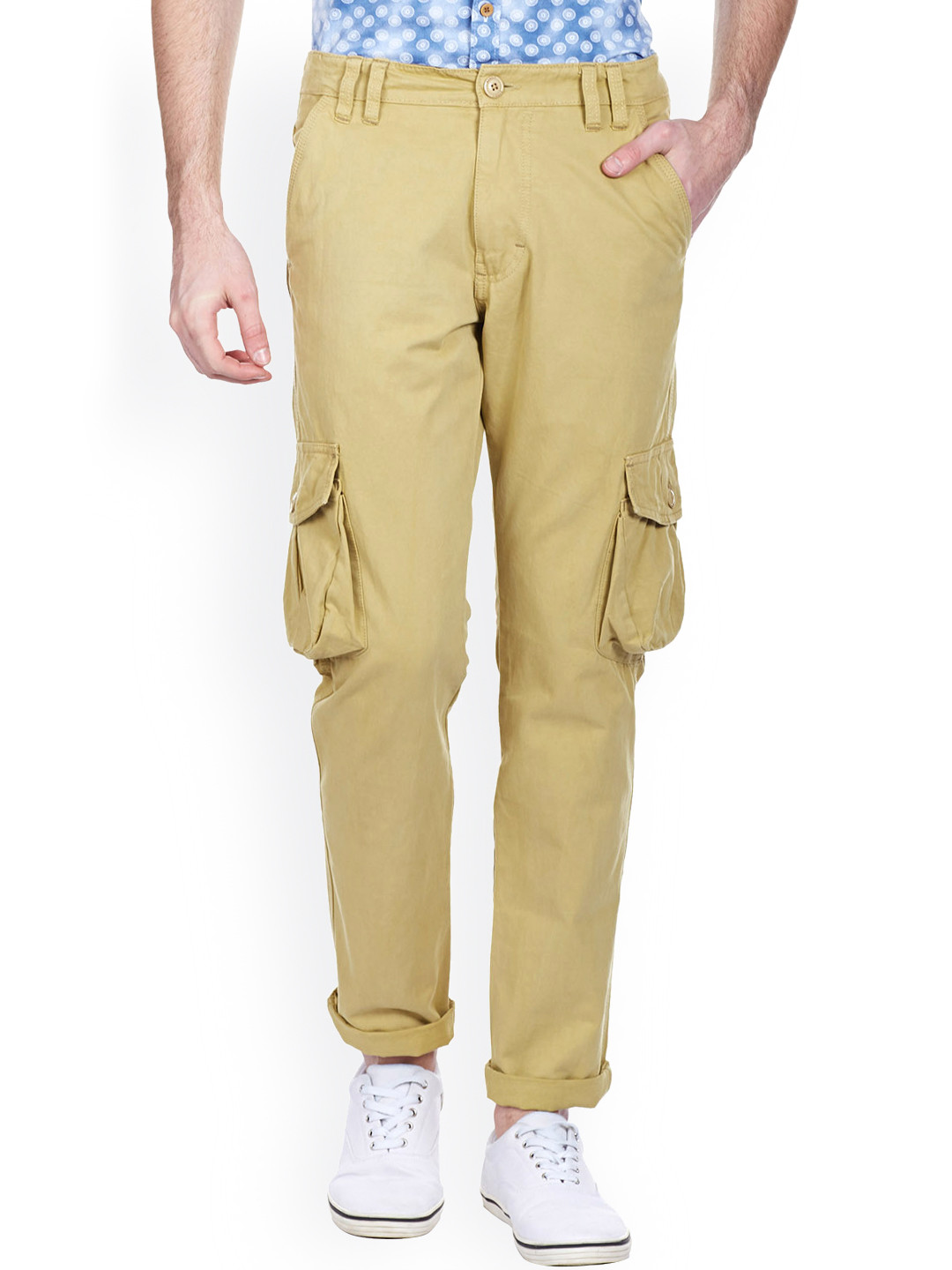 Buy Bandit Khaki Slim Fit Cargo Trousers Trousers for Men 1022375