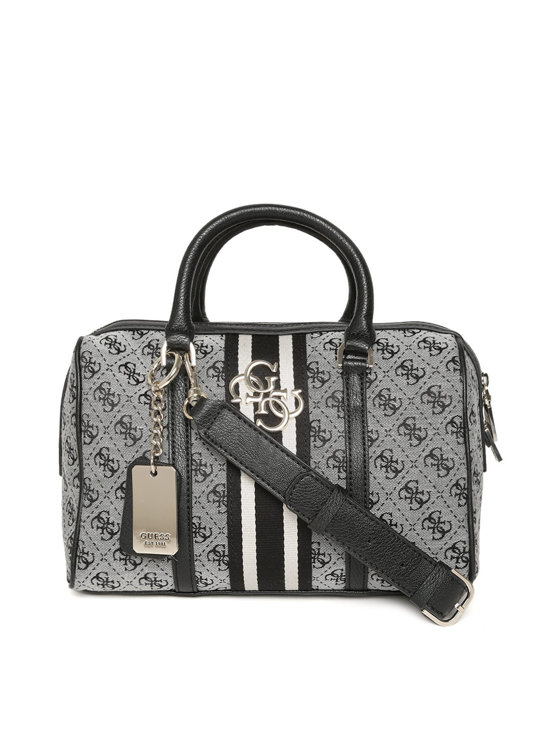 Buy GUESS Black & Grey Self Design Handheld Bag Handbags for Women 10232885 Myntra