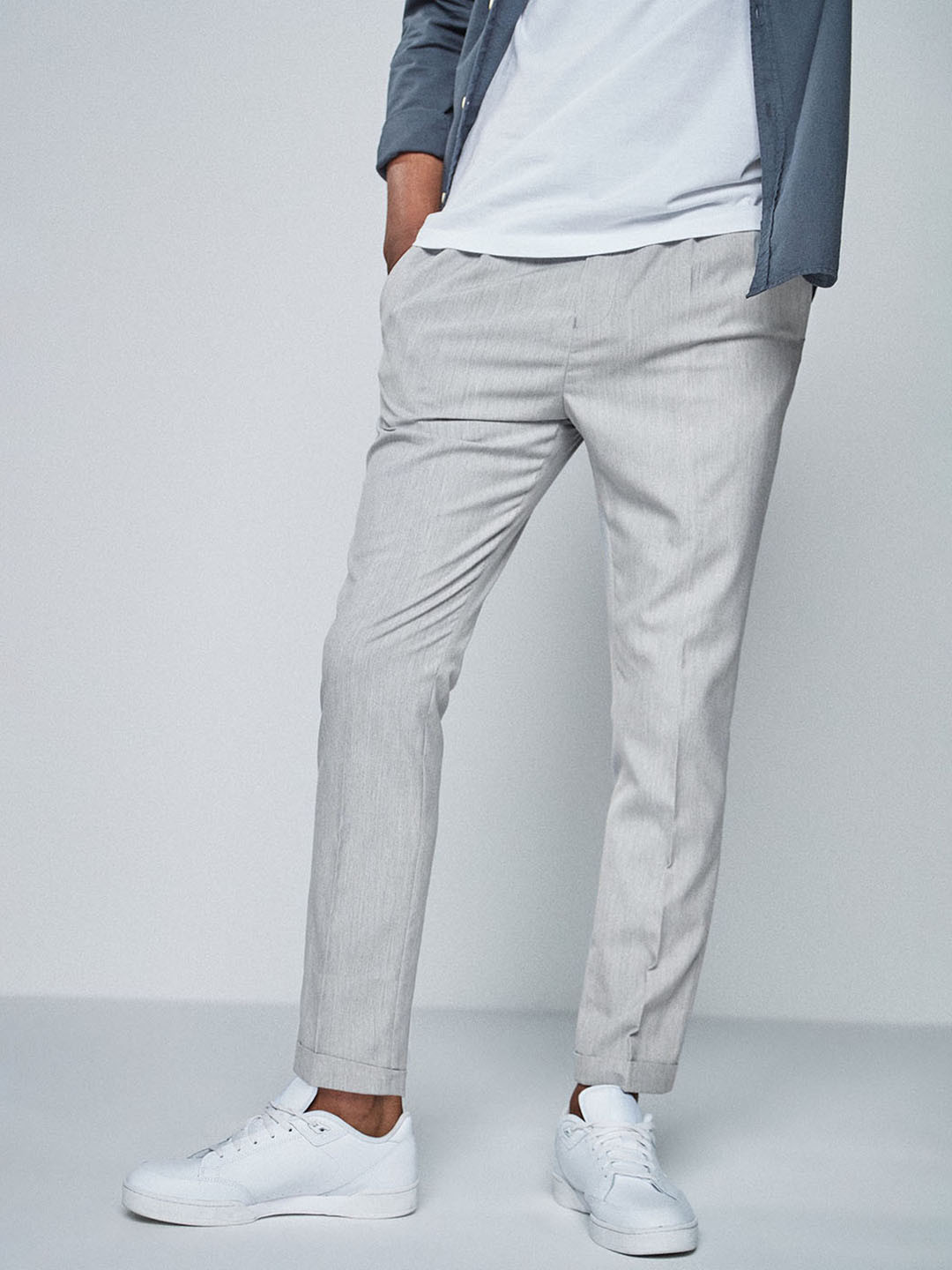 Buy Next Men Grey Skinny Fit Solid Regular Trousers Trousers for Men 10233467 Myntra