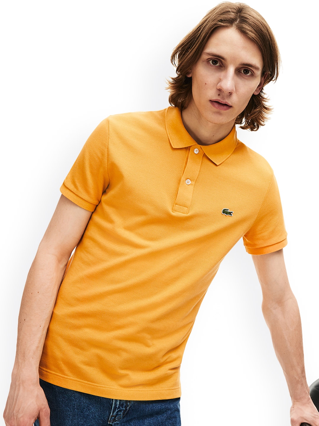 yellow lacoste polo t shirt